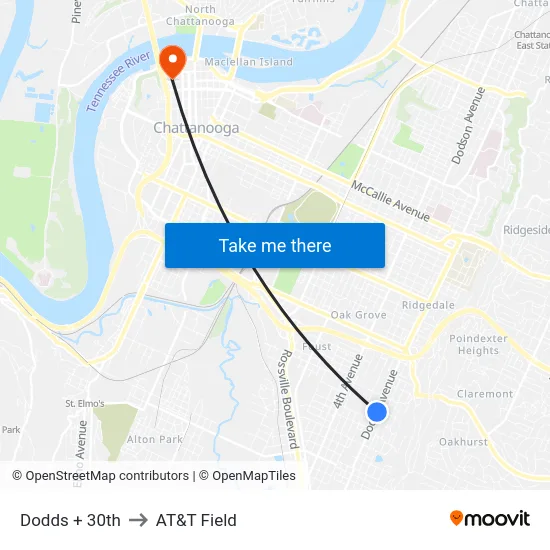 Dodds + 30th to AT&T Field map
