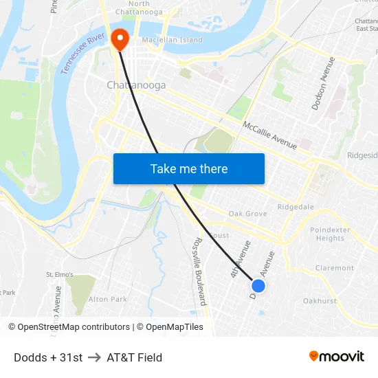 Dodds + 31st to AT&T Field map
