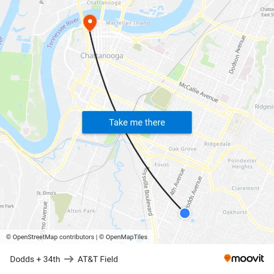Dodds + 34th to AT&T Field map