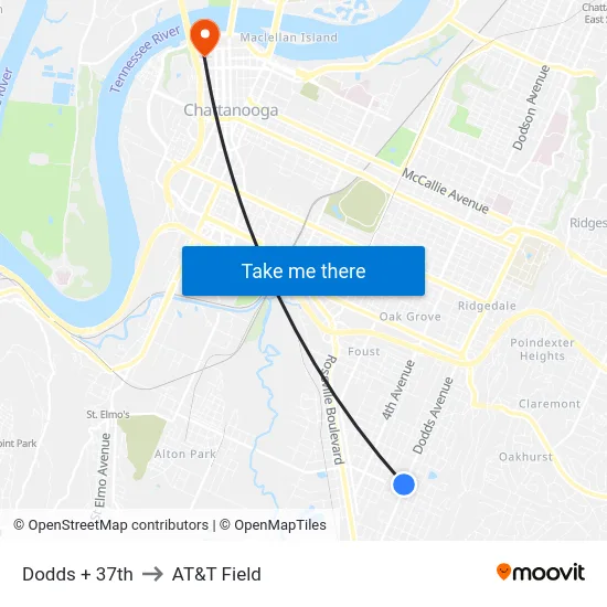 Dodds + 37th to AT&T Field map
