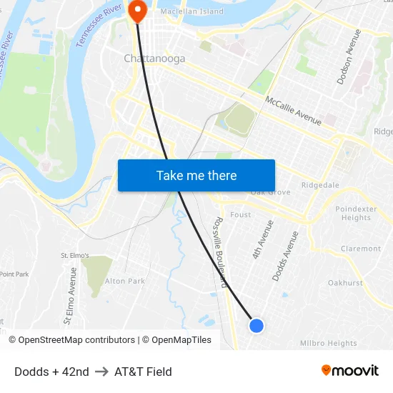 Dodds + 42nd to AT&T Field map
