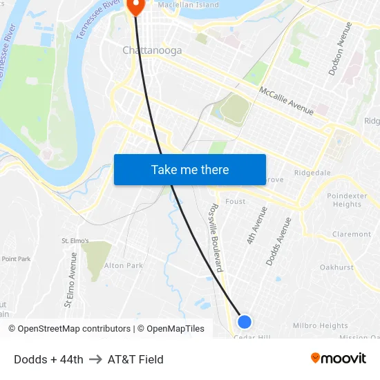 Dodds + 44th to AT&T Field map