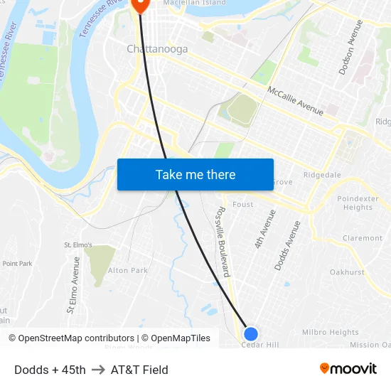 Dodds + 45th to AT&T Field map