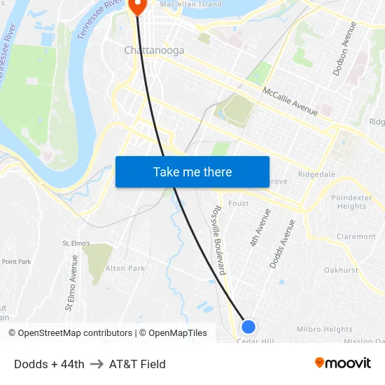 Dodds + 44th to AT&T Field map