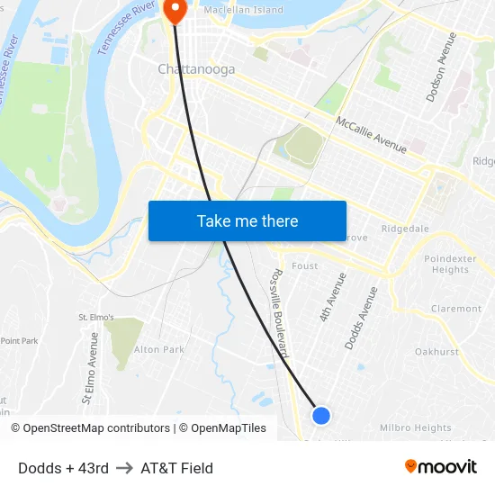 Dodds + 43rd to AT&T Field map