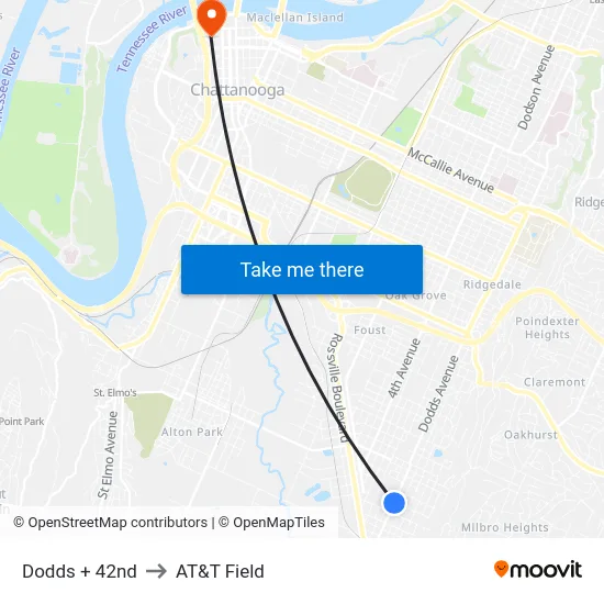 Dodds + 42nd to AT&T Field map