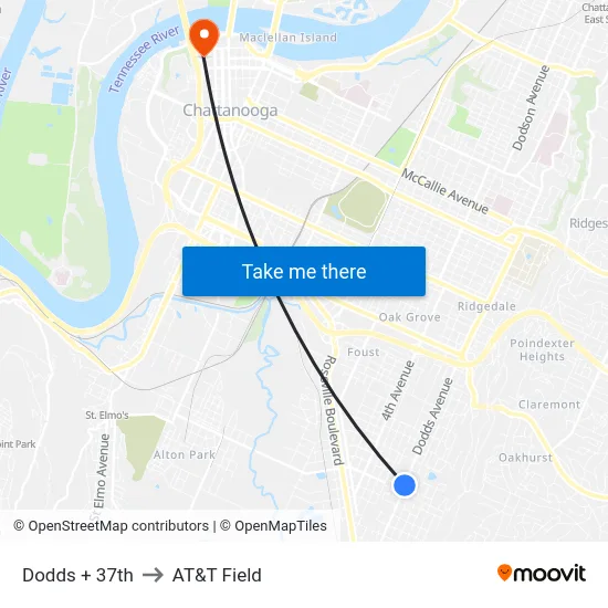 Dodds + 37th to AT&T Field map