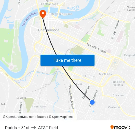 Dodds + 31st to AT&T Field map