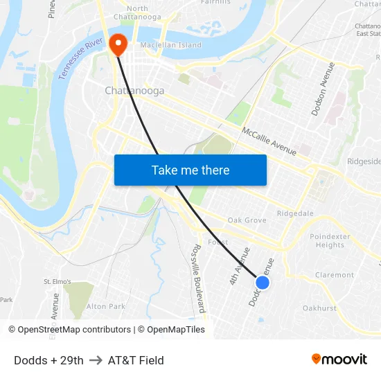 Dodds + 29th to AT&T Field map