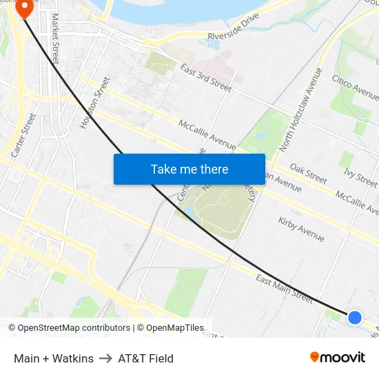 Main + Watkins to AT&T Field map