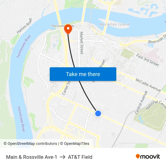 Main & Rossville Ave-1 to AT&T Field map
