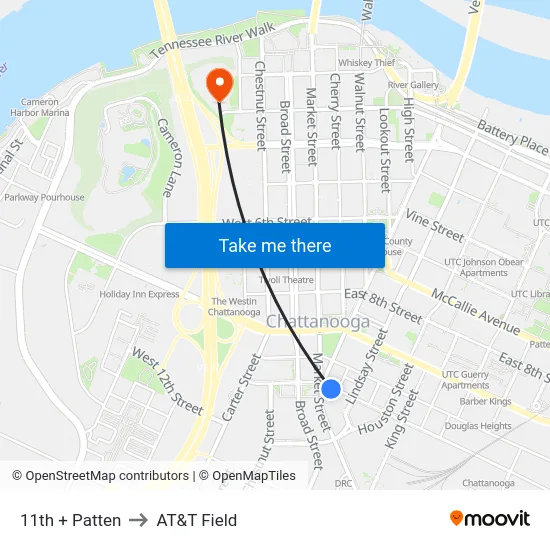 11th + Patten to AT&T Field map