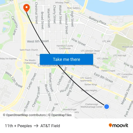 11th + Peeples to AT&T Field map