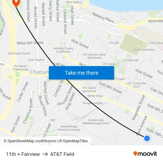 11th + Fairview to AT&T Field map