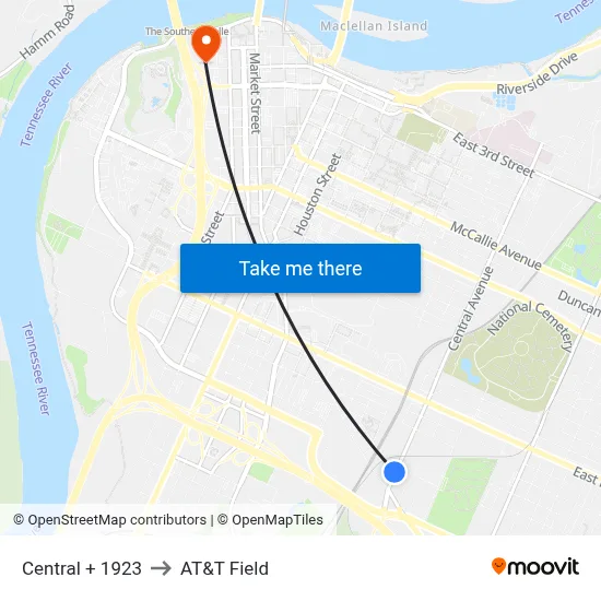 Central + 1923 to AT&T Field map