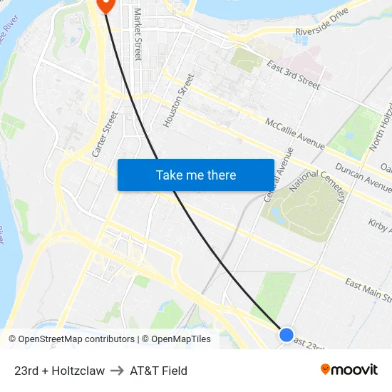 23rd + Holtzclaw to AT&T Field map
