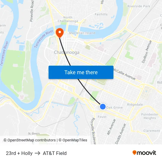 23rd + Holly to AT&T Field map