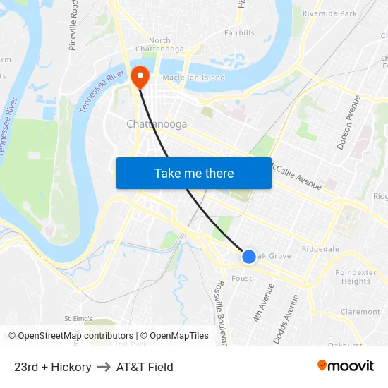 23rd + Hickory to AT&T Field map