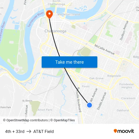 4th + 33rd to AT&T Field map