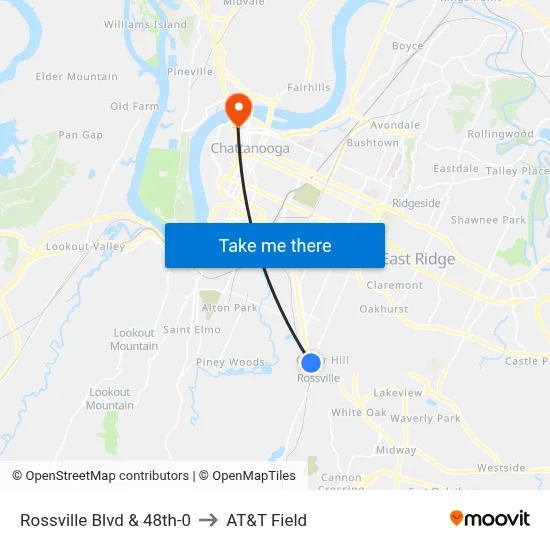 Rossville Blvd & 48th-0 to AT&T Field map