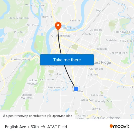 English Ave + 50th to AT&T Field map