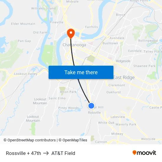 Rossville + 47th to AT&T Field map