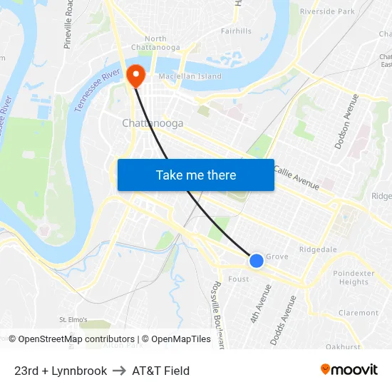 23rd + Lynnbrook to AT&T Field map