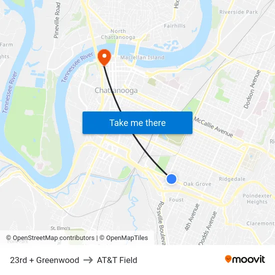 23rd + Greenwood to AT&T Field map