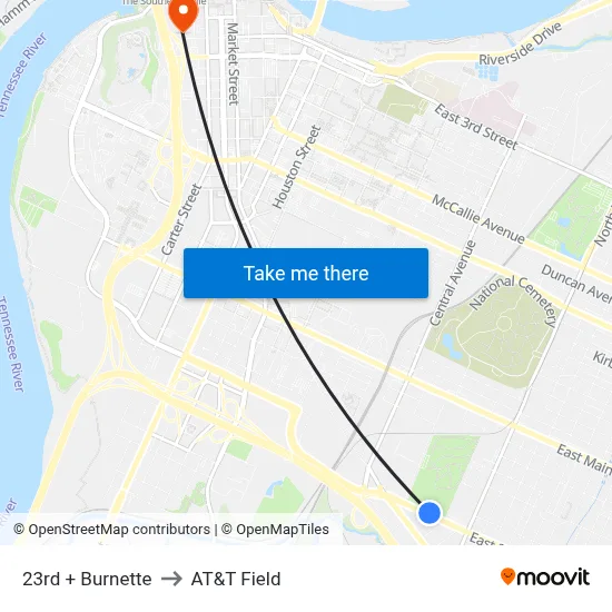23rd + Burnette to AT&T Field map
