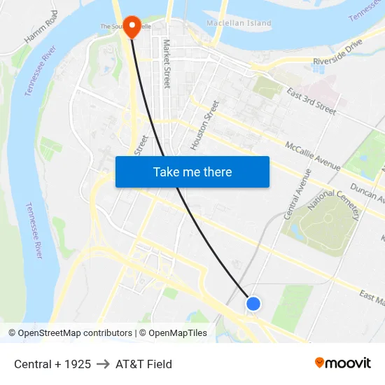 Central + 1925 to AT&T Field map