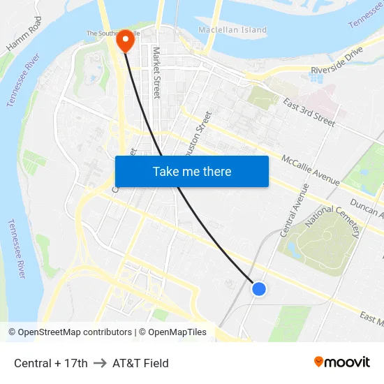 Central + 17th to AT&T Field map