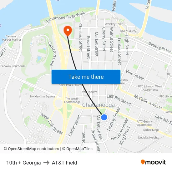 10th + Georgia to AT&T Field map
