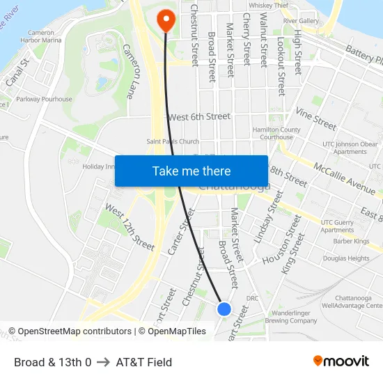 Broad & 13th 0 to AT&T Field map