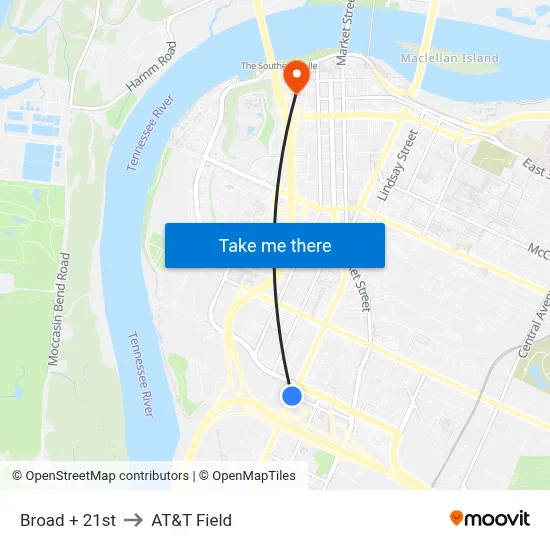 Broad + 21st to AT&T Field map