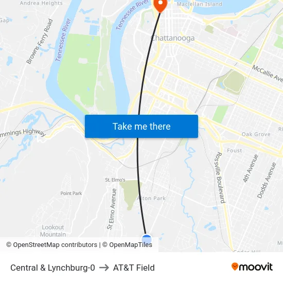 Central & Lynchburg-0 to AT&T Field map