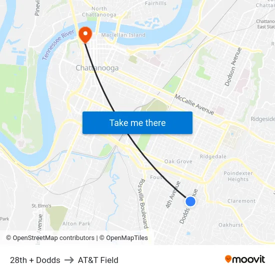 28th + Dodds to AT&T Field map