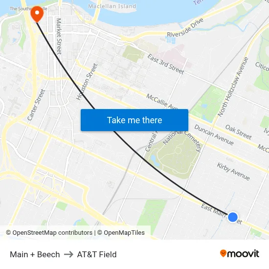 Main + Beech to AT&T Field map