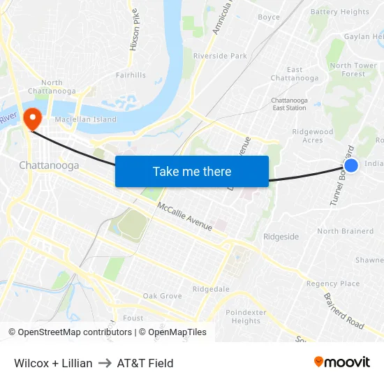 Wilcox + Lillian to AT&T Field map