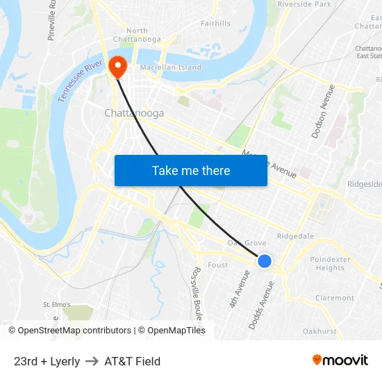 23rd + Lyerly to AT&T Field map