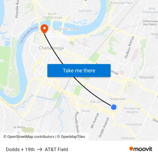 Dodds + 19th to AT&T Field map