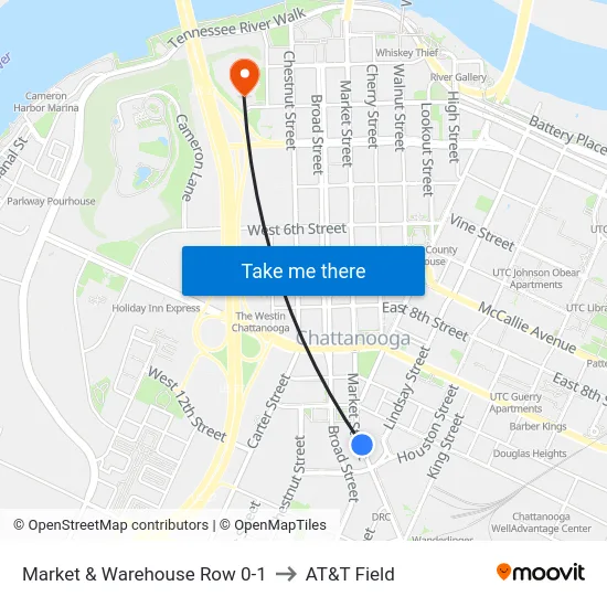 Market & Warehouse Row 0-1 to AT&T Field map