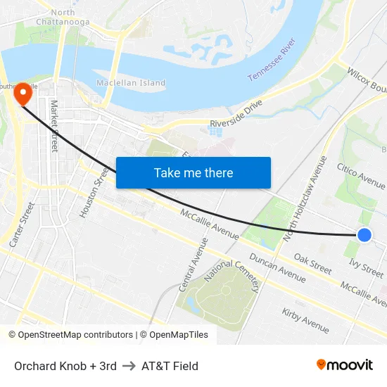 Orchard Knob + 3rd to AT&T Field map