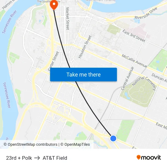 23rd + Polk to AT&T Field map