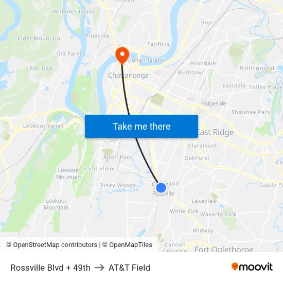 Rossville Blvd + 49th to AT&T Field map