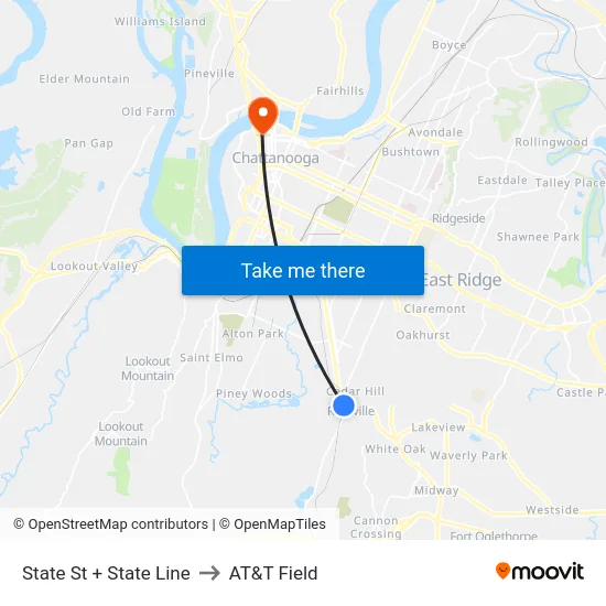 State St + State Line to AT&T Field map