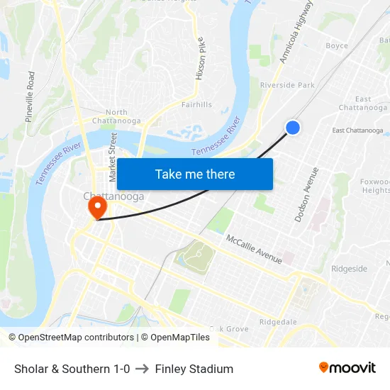 Sholar & Southern 1-0 to Finley Stadium map