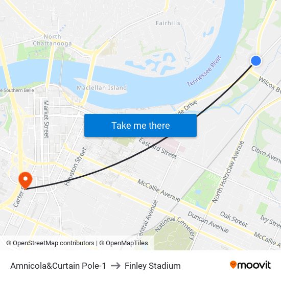 Amnicola&Curtain Pole-1 to Finley Stadium map