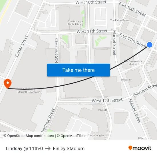 Lindsay & 11th-0 to Finley Stadium map