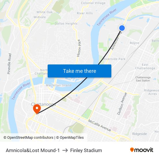 Amnicola&Lost Mound-1 to Finley Stadium map