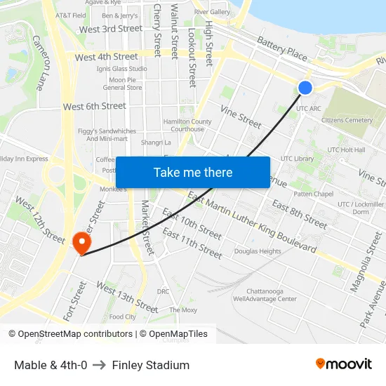 Mable & 4th-0 to Finley Stadium map
